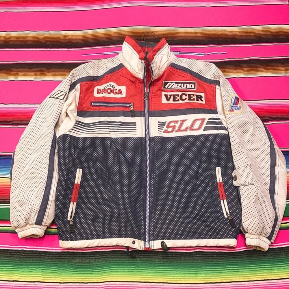 VTG‎ 1998 Mizuno Slovenia Ski Team Bomber Jacket Men's S Sponsor Patches Winter